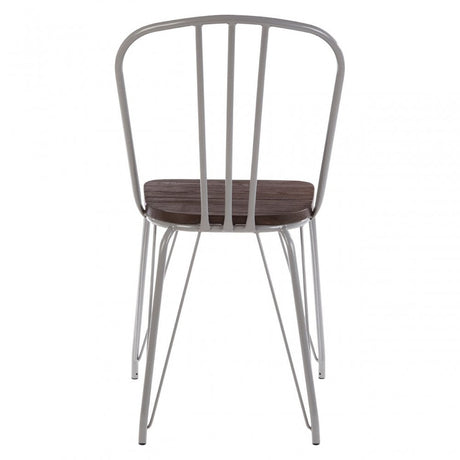 Brock Grey Metal and Elm Wood Chair, Elm Wood, Grey