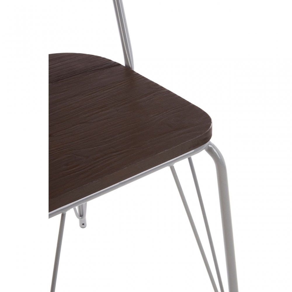 Brock Grey Metal and Elm Wood Chair, Elm Wood, Grey