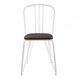 Brock White Metal and Elm Wood Chair, Elm Wood, White