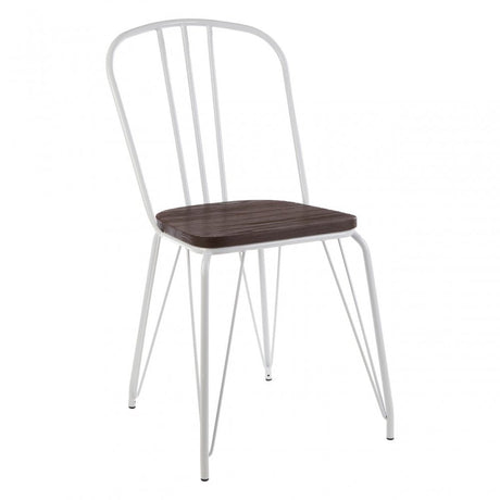 Brock White Metal and Elm Wood Chair, Elm Wood, White