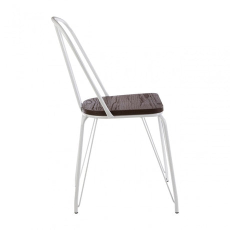Brock White Metal and Elm Wood Chair, Elm Wood, White