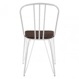 Brock White Metal and Elm Wood Chair, Elm Wood, White