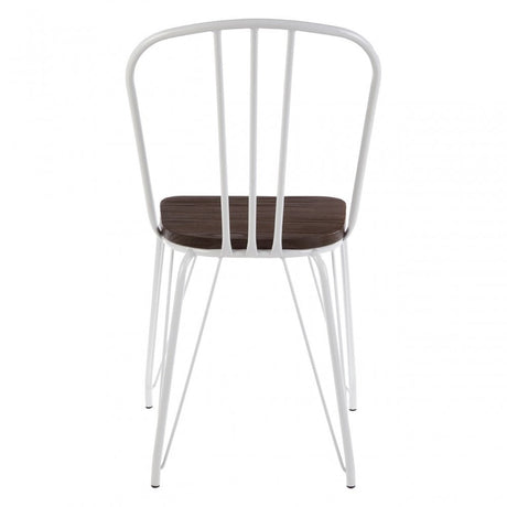 Brock White Metal and Elm Wood Chair, Elm Wood, White
