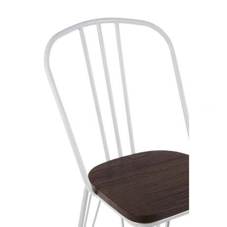 Brock White Metal and Elm Wood Chair, Elm Wood, White