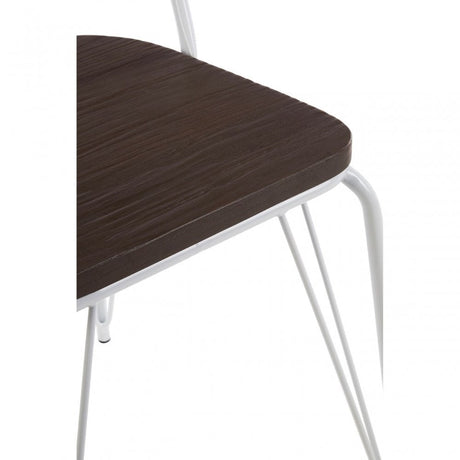 Brock White Metal and Elm Wood Chair, Elm Wood, White