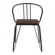 Brock Black Metal and Elm Wood Arm Chair, Elm Wood, Black