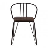 Brock Black Metal and Elm Wood Arm Chair, Elm Wood, Black