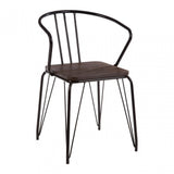 Brock Black Metal and Elm Wood Arm Chair, Elm Wood, Black