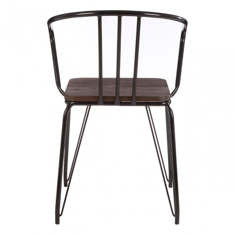 Brock Black Metal and Elm Wood Arm Chair, Elm Wood, Black