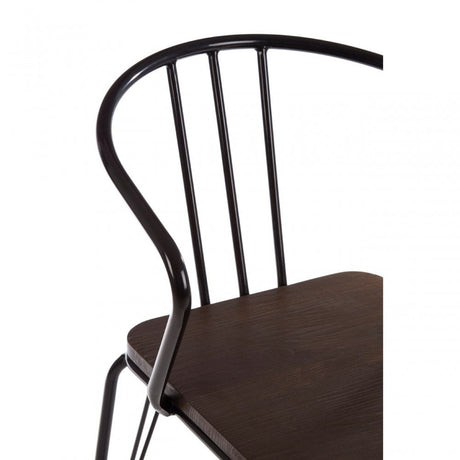 Brock Black Metal and Elm Wood Arm Chair, Elm Wood, Black