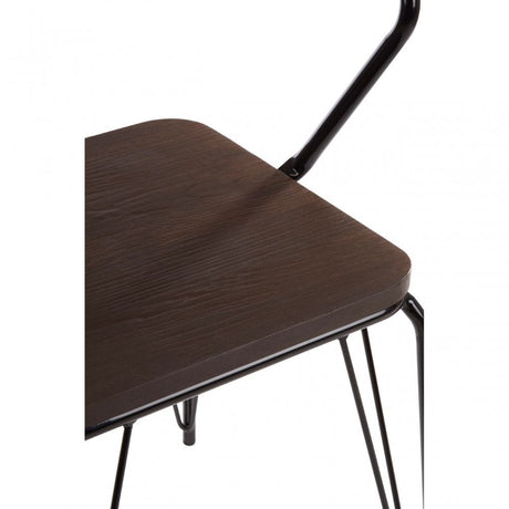 Brock Black Metal and Elm Wood Arm Chair, Elm Wood, Black