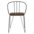 Brock Grey Metal and Elm Wood Arm Chair, Elm Wood