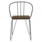 Brock Grey Metal and Elm Wood Arm Chair, Elm Wood