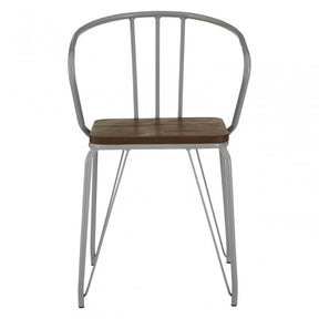 Brock Grey Metal and Elm Wood Arm Chair, Elm Wood
