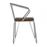 Brock Grey Metal and Elm Wood Arm Chair, Elm Wood