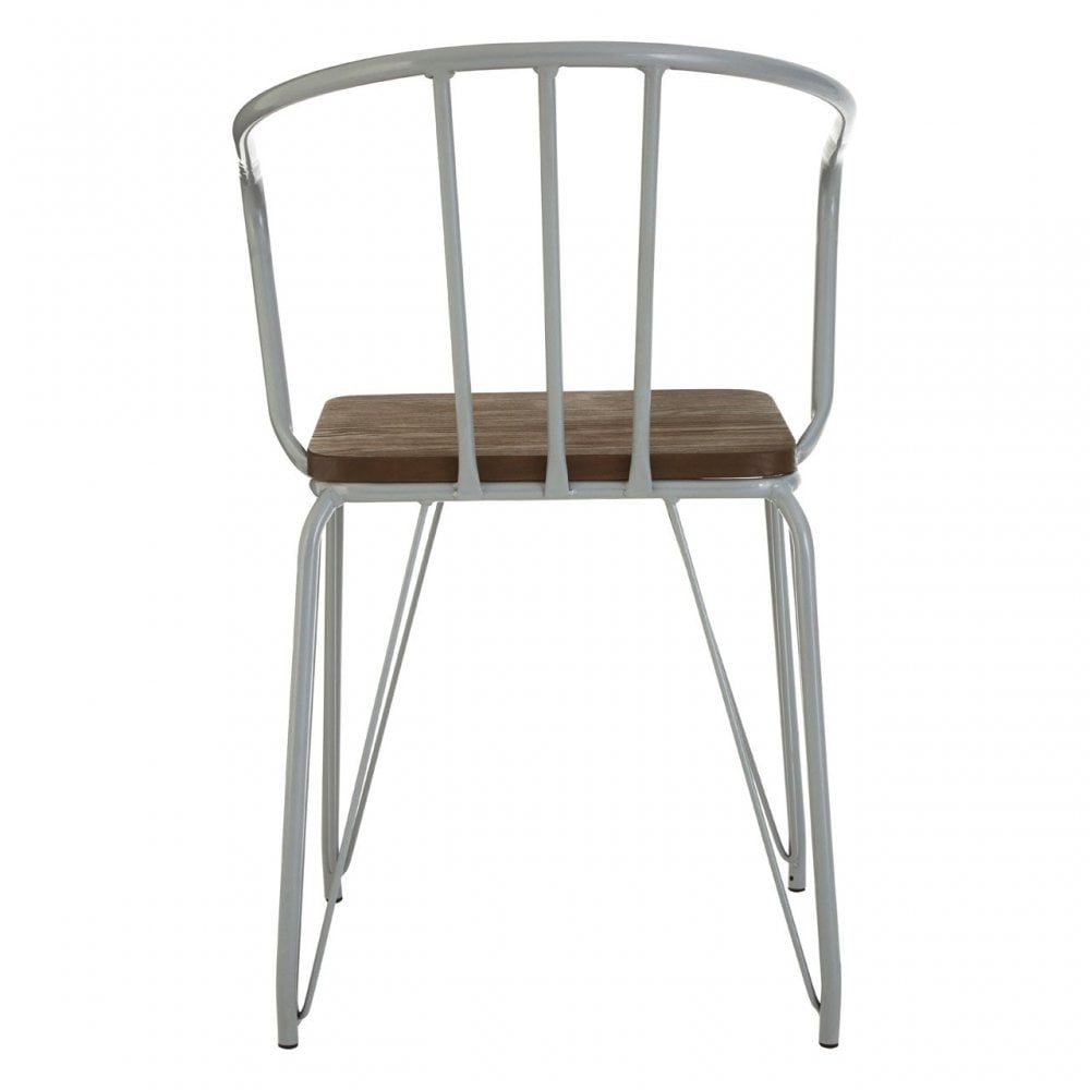 Brock Grey Metal and Elm Wood Arm Chair, Elm Wood
