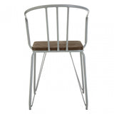 Brock Grey Metal and Elm Wood Arm Chair, Elm Wood