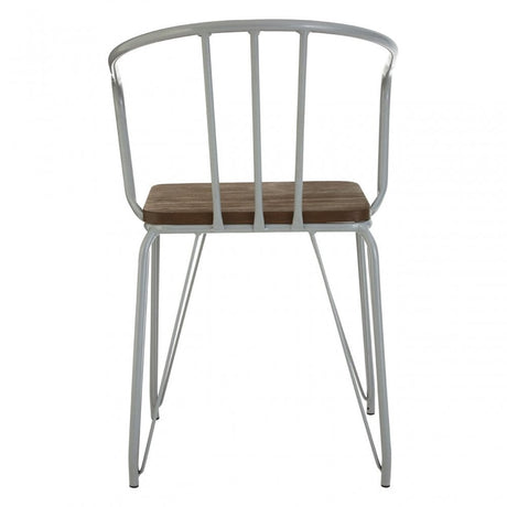 Brock Grey Metal and Elm Wood Arm Chair, Elm Wood