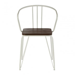 Brock White Metal and Elm Wood Arm Chair, Elm Wood, White