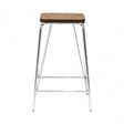 Brock Chrome Metal and Elm Wood Stool, Chromed Elm Wood, Silver