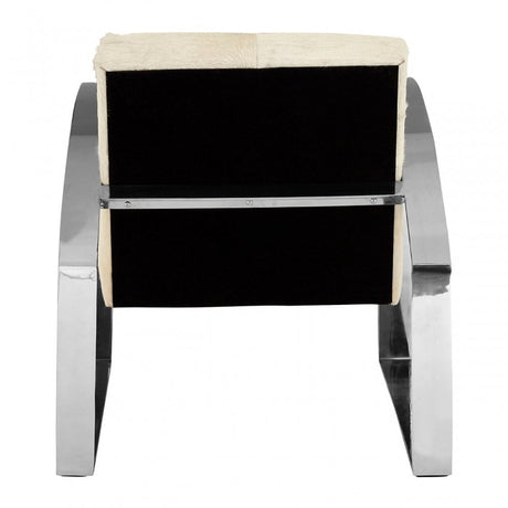 Tuskin Chair with Steel Legs, Leather, Stainless Steel, Cream