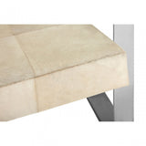 Tuskin Chair with Steel Legs, Leather, Stainless Steel, Cream