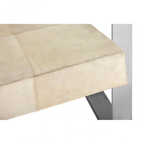 Tuskin Chair with Steel Legs, Leather, Stainless Steel, Cream