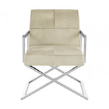 Tuskin Genuine Leather Chair, Leather, Stainless Steel, Natural