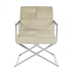 Tuskin Genuine Leather Chair, Leather, Stainless Steel, Natural