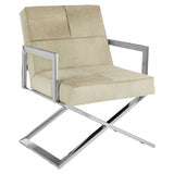 Tuskin Genuine Leather Chair, Leather, Stainless Steel, Natural