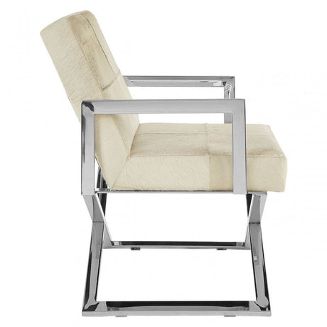 Tuskin Genuine Leather Chair, Leather, Stainless Steel, Natural