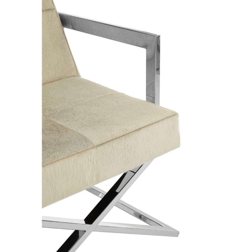 Tuskin Genuine Leather Chair, Leather, Stainless Steel, Natural