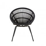 Lagom Black Rattan Chair with Iron Legs, Iron, Rattan, Black