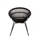 Lagom Black Rattan Chair with Iron Legs, Iron, Rattan, Black