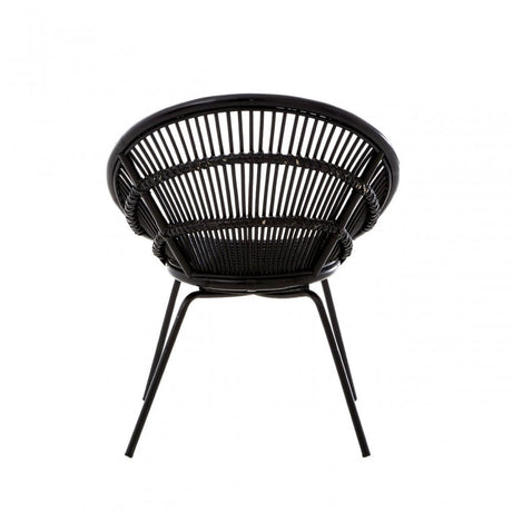 Lagom Black Rattan Chair with Iron Legs, Iron, Rattan, Black