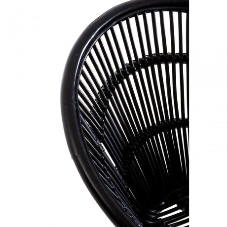 Lagom Black Rattan Chair with Iron Legs, Iron, Rattan, Black