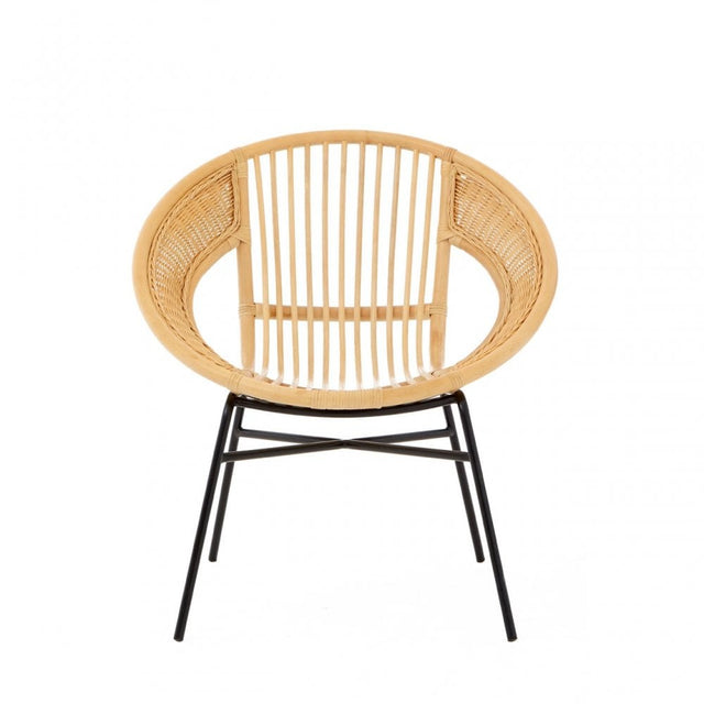Lagom Rattan / Black Iron Chair, Iron, Rattan, Natural