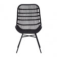 Lagom Curved Black Chair with Iron Legs, Iron, Rattan, Black