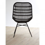 Lagom Curved Black Chair with Iron Legs, Iron, Rattan, Black