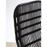 Lagom Curved Black Chair with Iron Legs, Iron, Rattan, Black