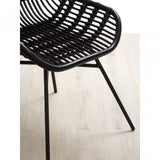 Lagom Curved Black Chair with Iron Legs, Iron, Rattan, Black