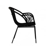 Lagom Black Rattan Chair with Raised Sides, Iron, Rattan, Black