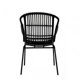 Lagom Black Rattan Chair with Raised Sides, Iron, Rattan, Black
