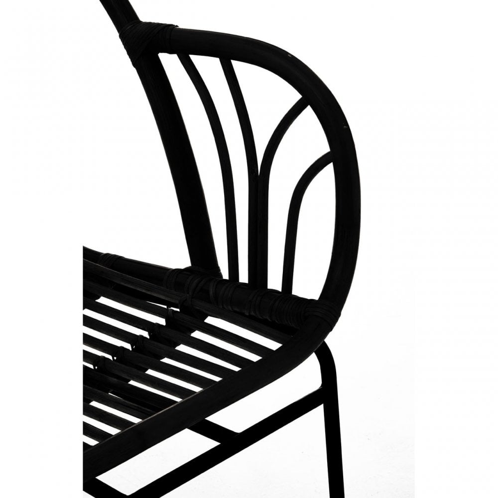 Lagom Black Rattan Chair with Raised Sides, Iron, Rattan, Black