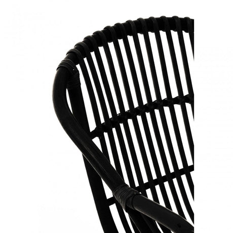 Lagom Black Rattan Chair with Raised Sides, Iron, Rattan, Black