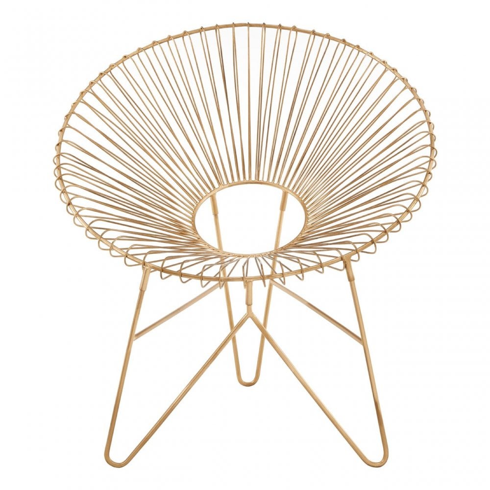 Hamish Iron Chair with Hairpin Legs, Iron, Gold
