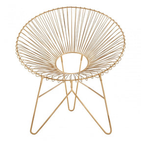 Hamish Iron Chair with Hairpin Legs, Iron, Gold