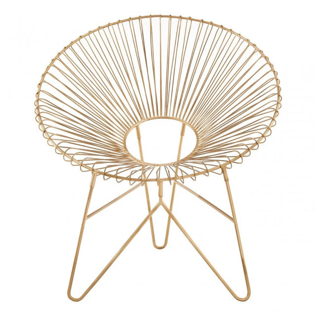 Hamish Iron Chair with Hairpin Legs, Iron, Gold