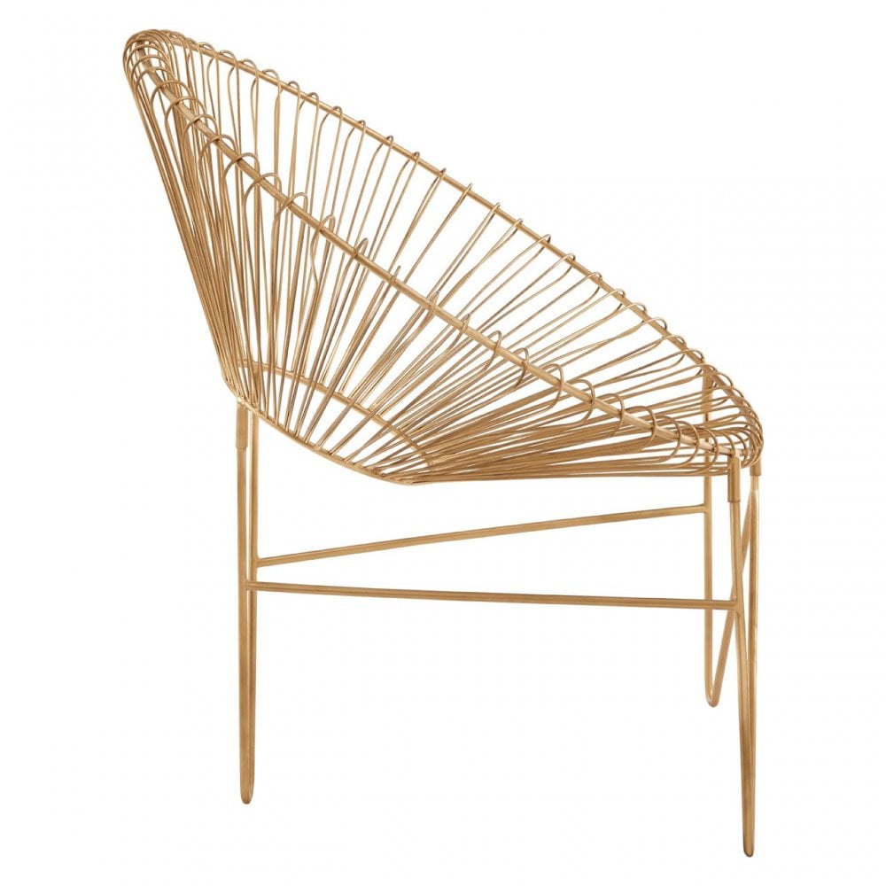 Hamish Iron Chair with Hairpin Legs, Iron, Gold