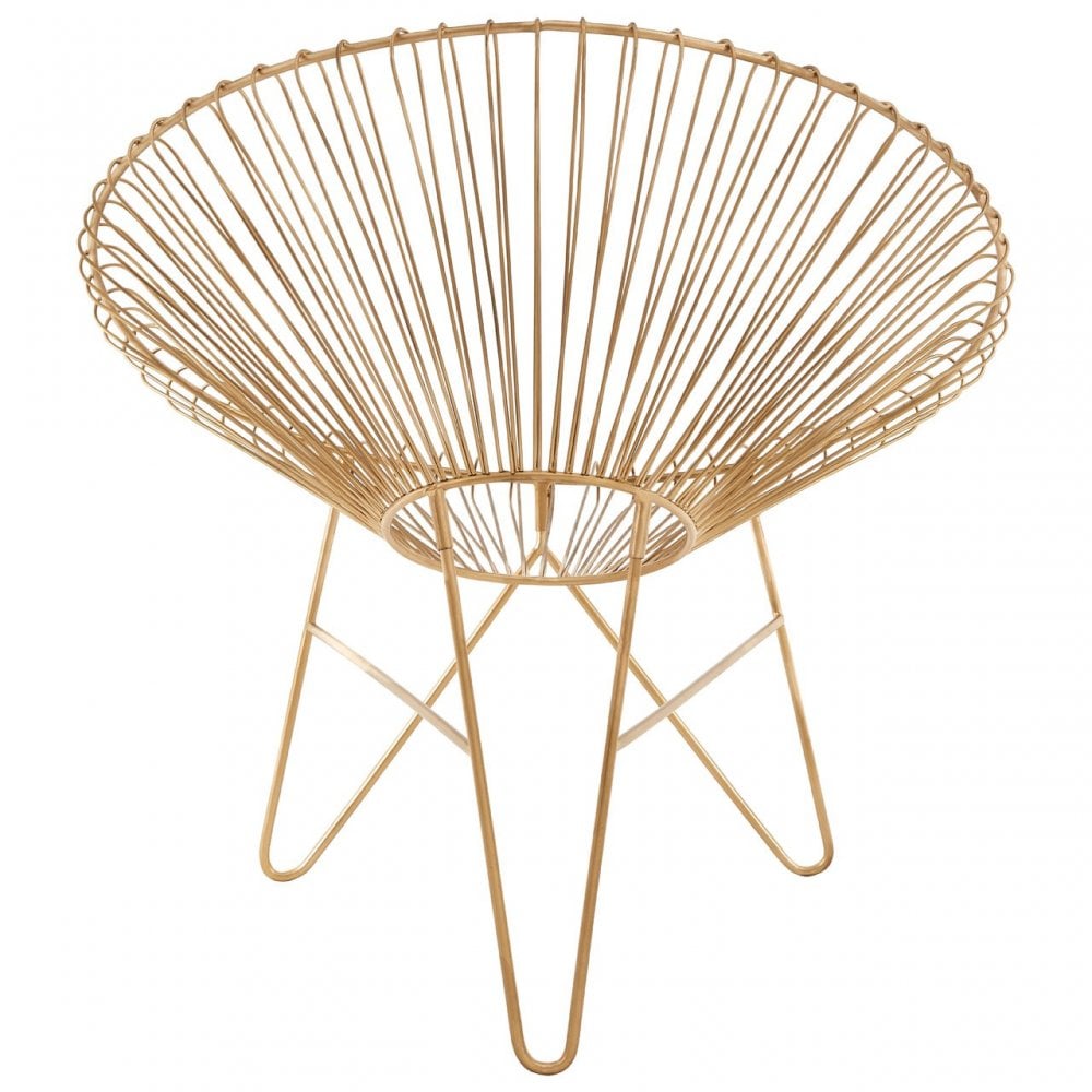 Hamish Iron Chair with Hairpin Legs, Iron, Gold